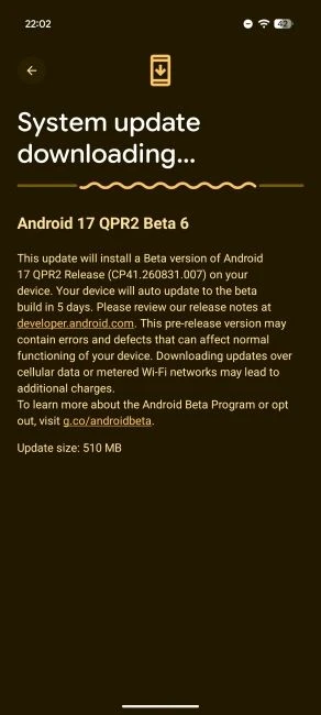 Android 17 QPR2 Beta 6