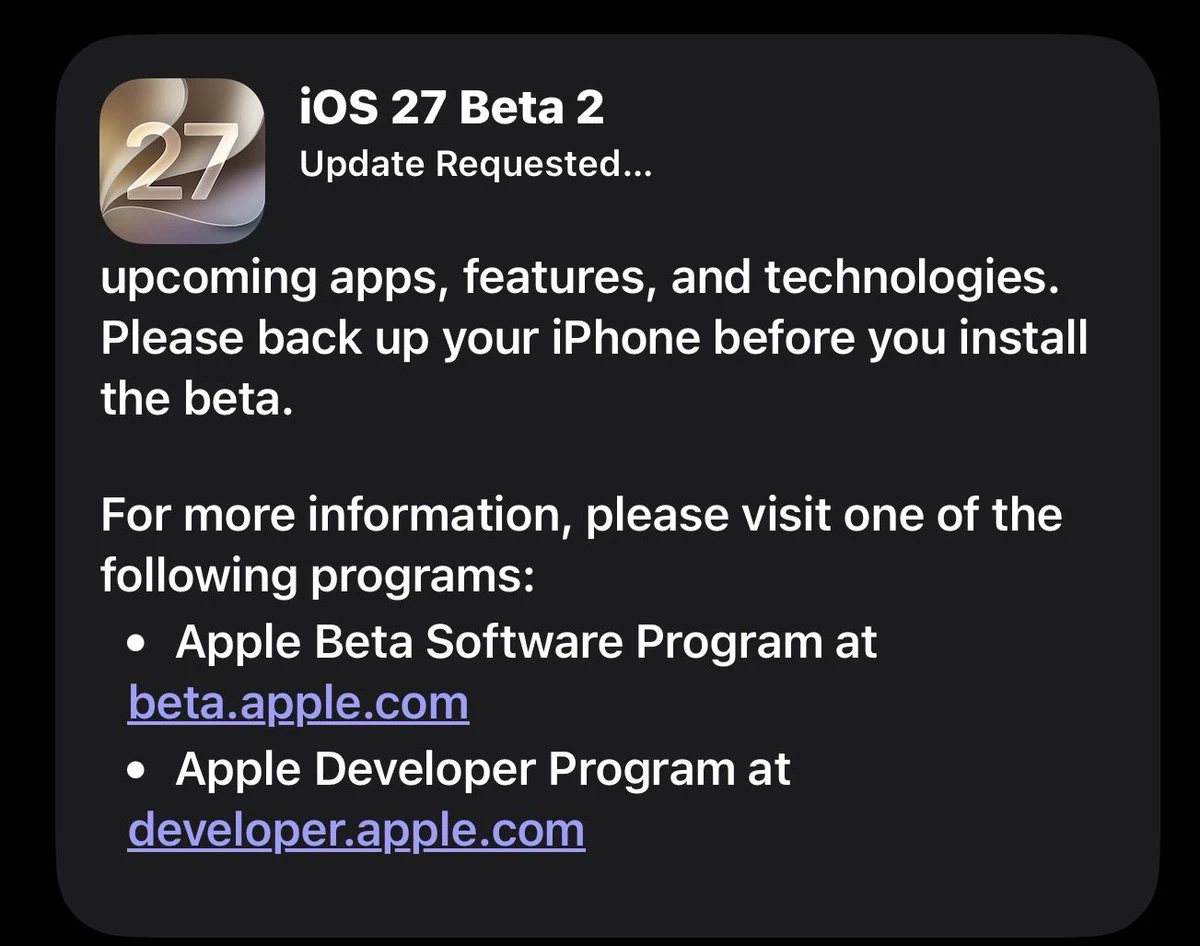 iOS 27 Public Beta 2