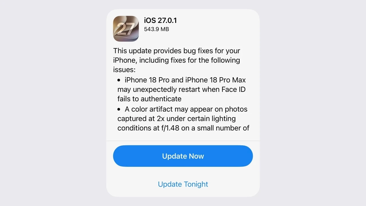 iOS 27.0.1 güncellemesi