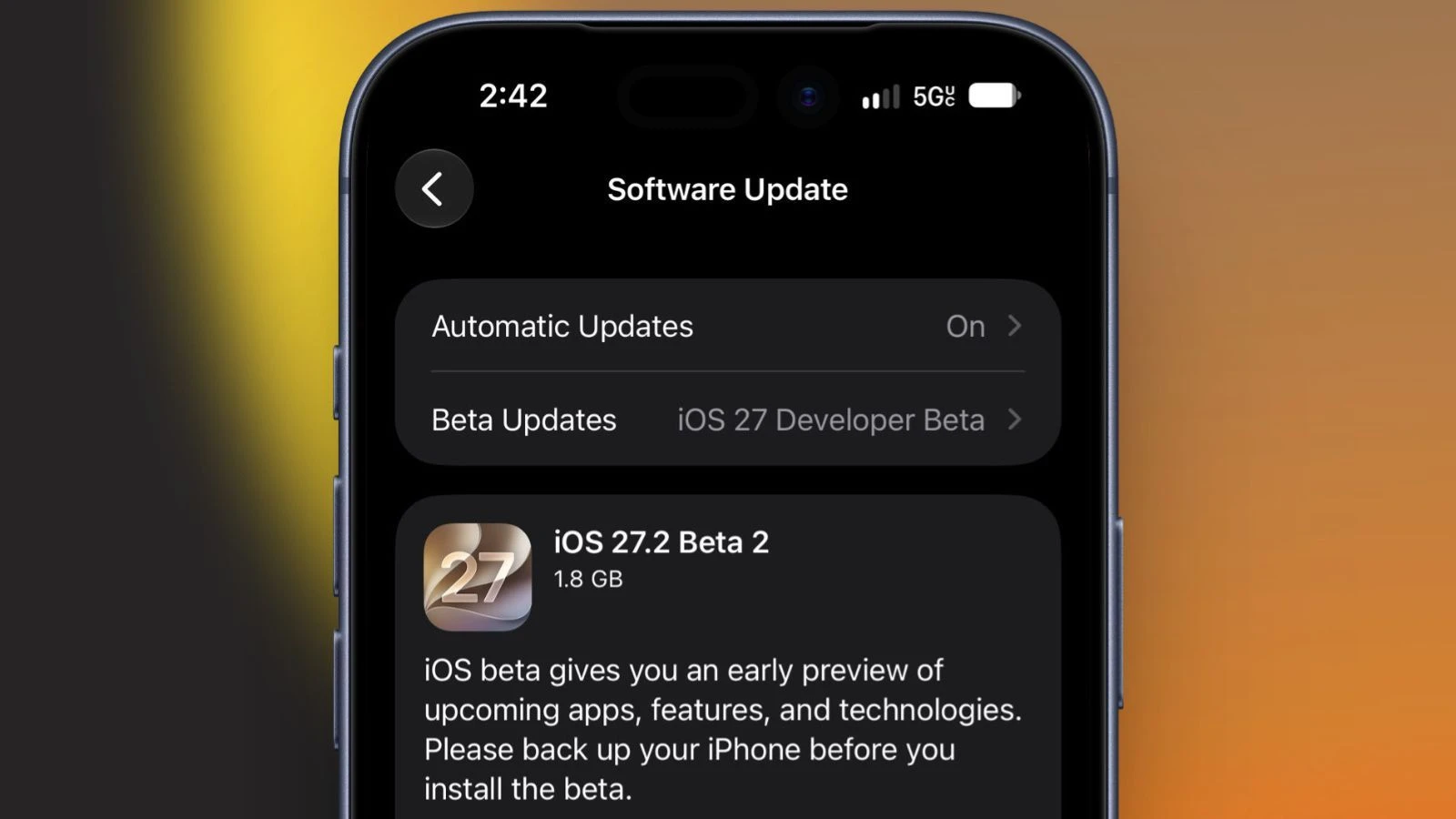 iOS 27.2 Beta 2