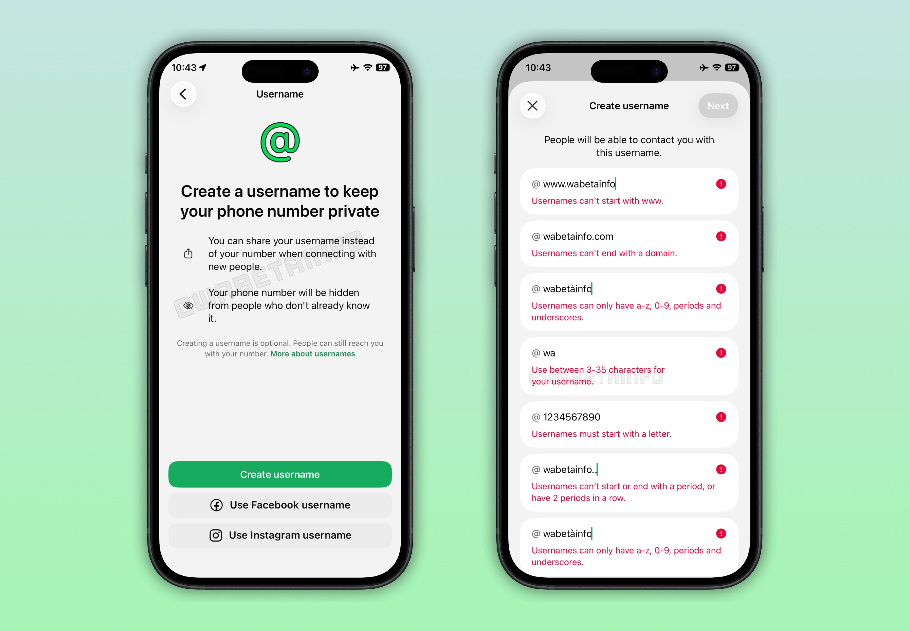 WhatsApp kullanıcı adı özelliği
