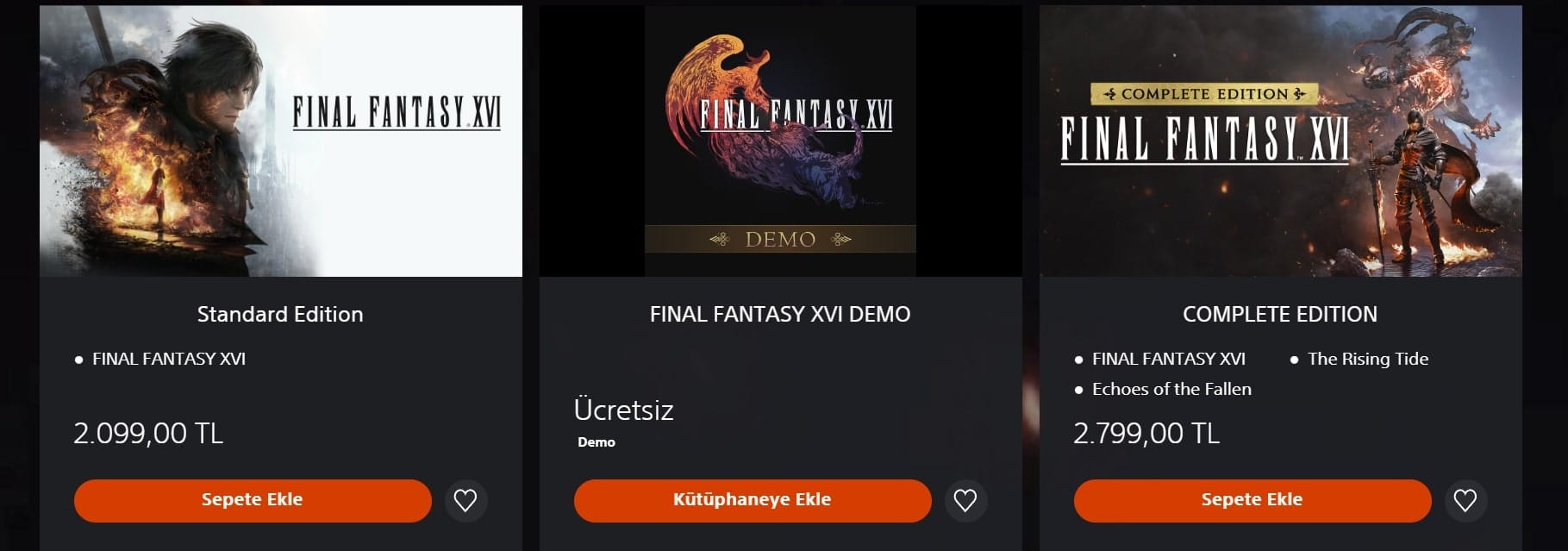 Final Fantasy 16 Playstation fiyat