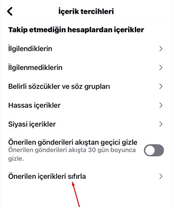 Instagram keşfet sıfırlama
