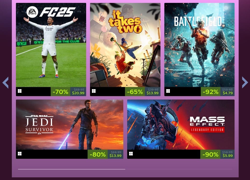 EA Games yayıncı indirimleri