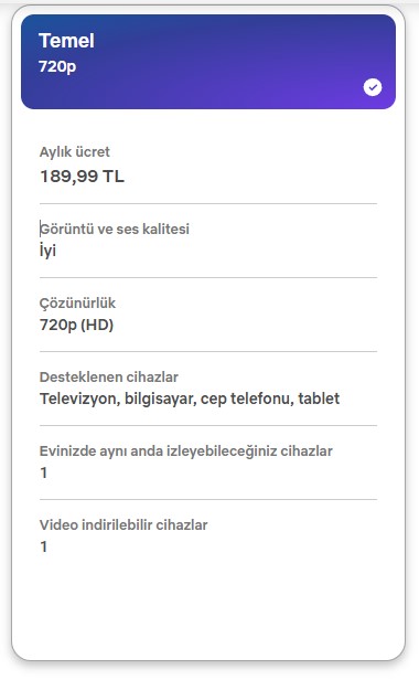 Netflix temel paket özellikleri