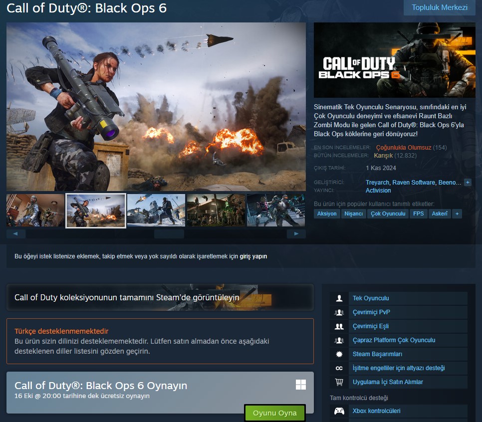 Call of Duty Black Ops 6 ücretsiz