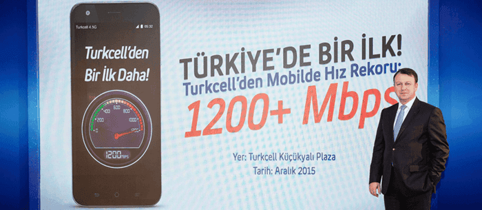 Turkcell 4.5G’de 1200 Mbps hıza ulaştı !