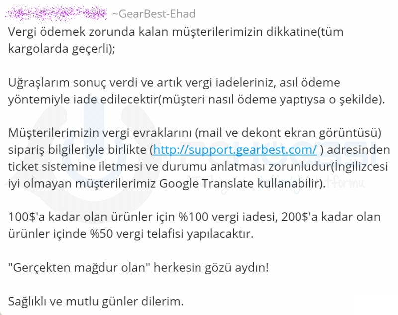 GearBest Türkiye'ye Gönderilen Ürünlerin Vergilerini İade Edecek!