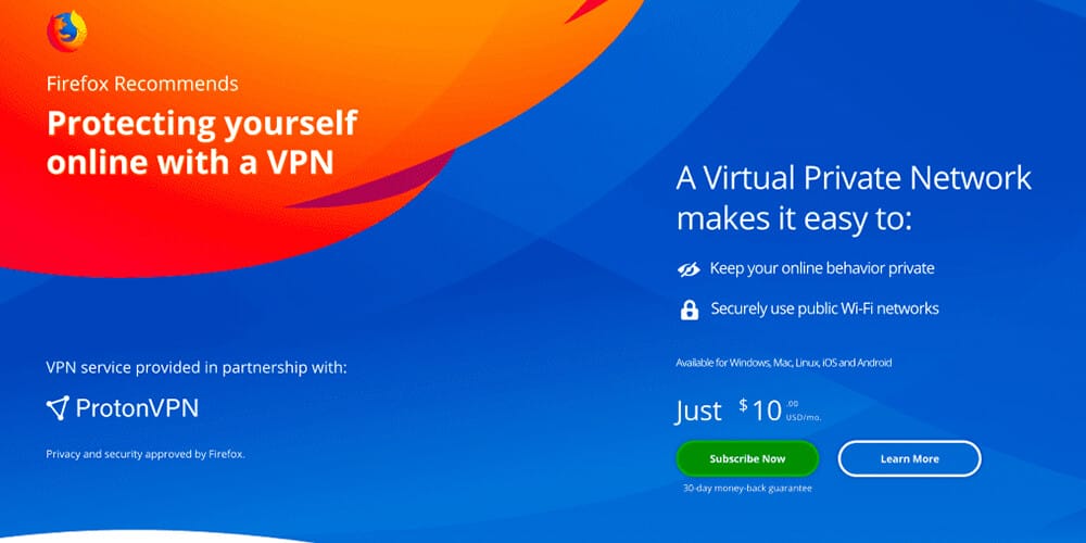 Mozilla, Firefox'ta VPN Aboneliği Satacak