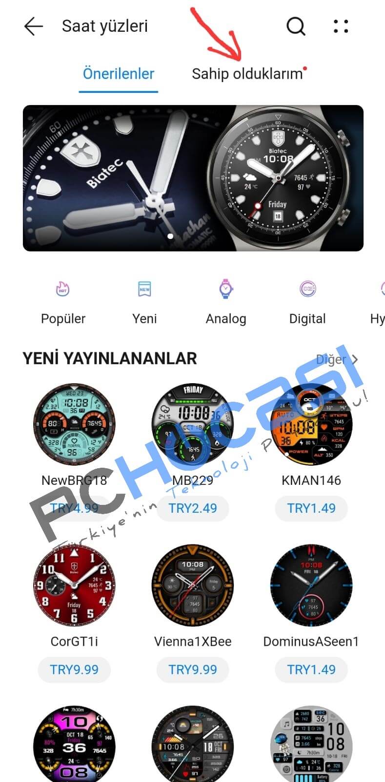 Huawei Watch GT 2 duvar kağıdı yükleme