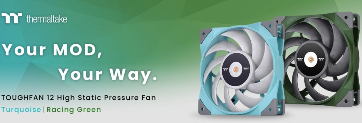 Thermaltake, Turkuaz ve Yarış Yeşili Renklerinde TOUGHFAN 12 Fanlarını Sundu
