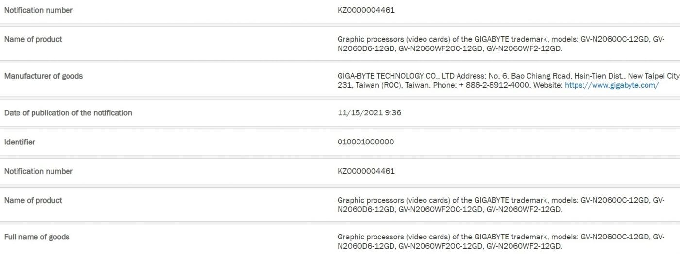 Gigabyte RTX 2060 12 GB