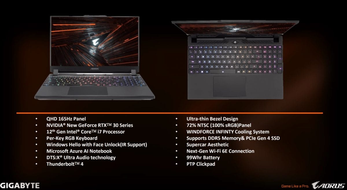 2022 Gigabyte Aero ve Aorus