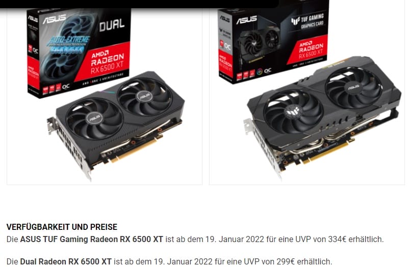 ASUS, Radeon RX 6500 XT
