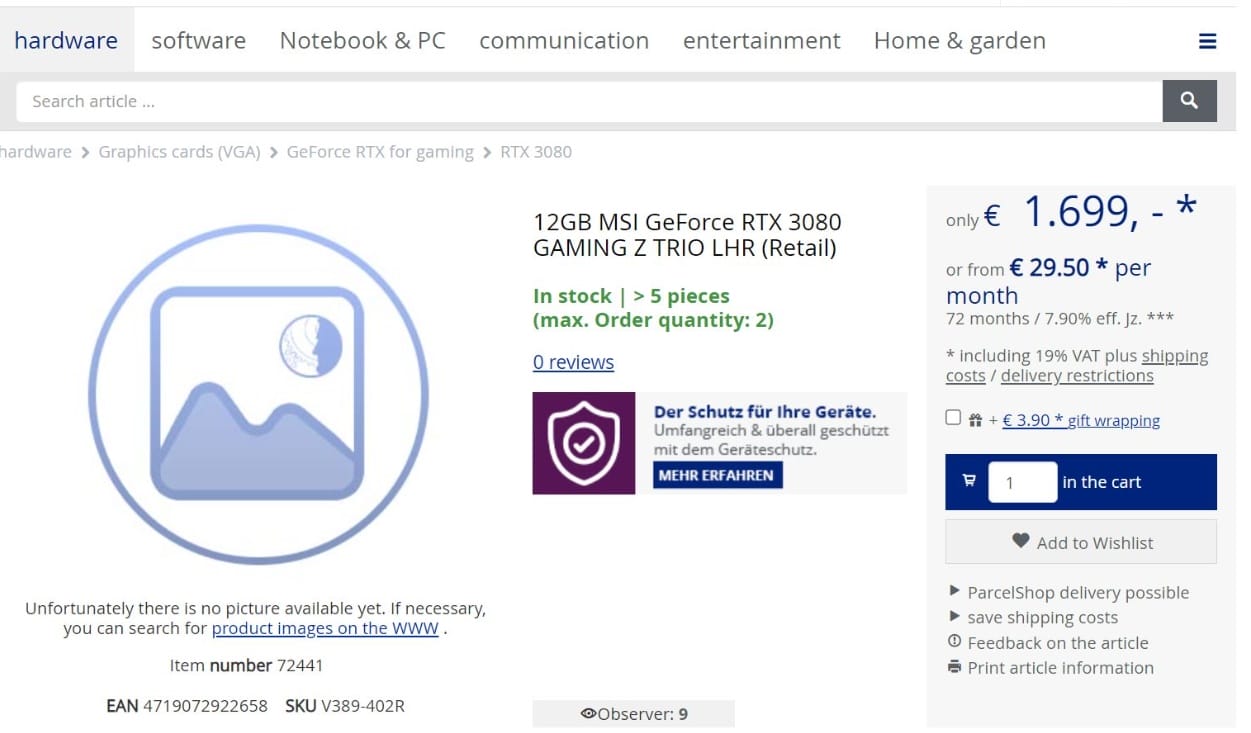 MSI GeForce RTX 3080 12GB