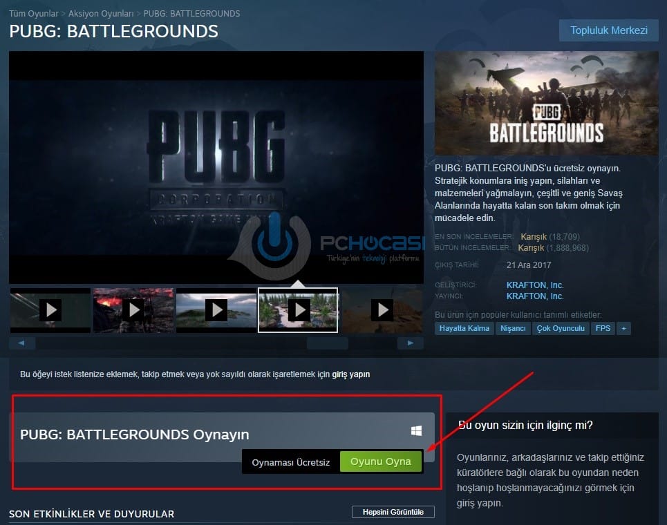 PUBG PC ücretsiz
