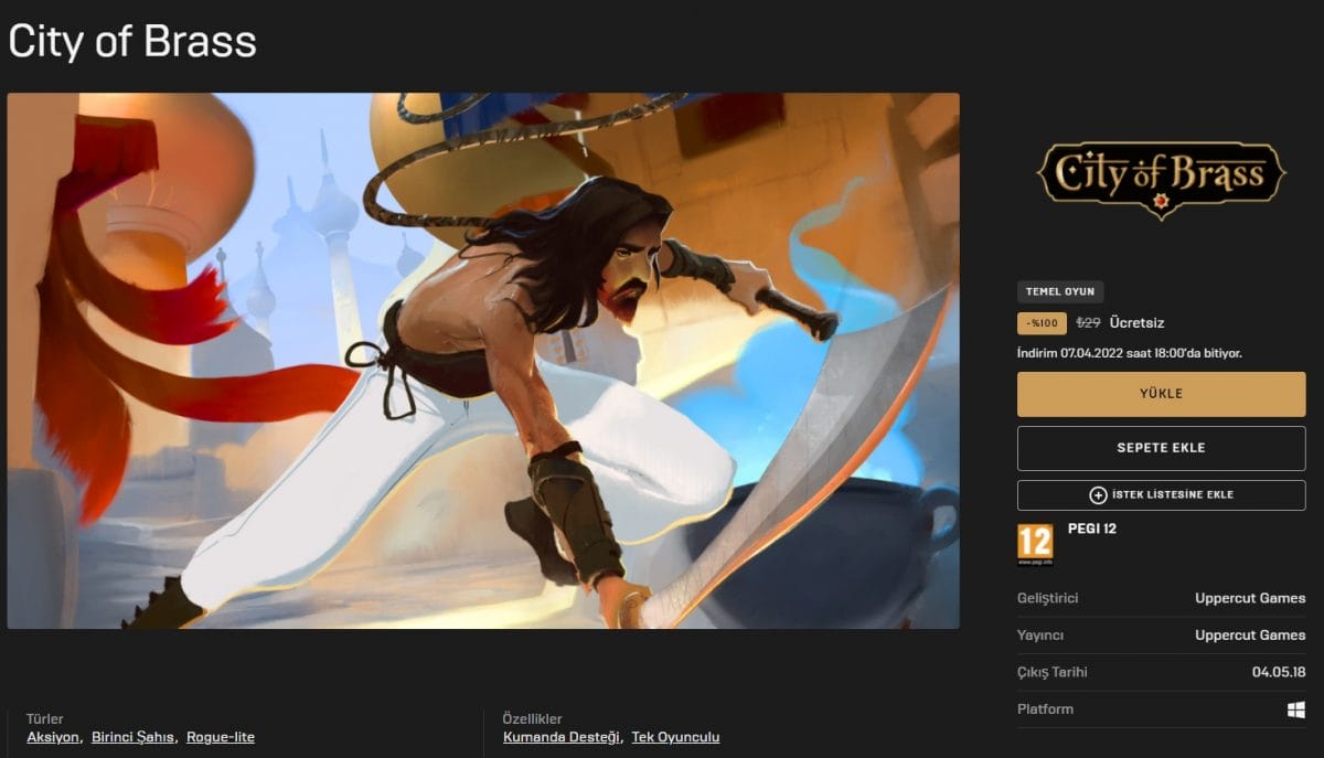 Epic Games Haftanın Ücretsiz Oyunu