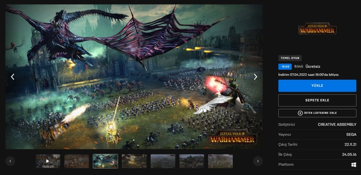 Epic Games Haftanın Ücretsiz Oyunu