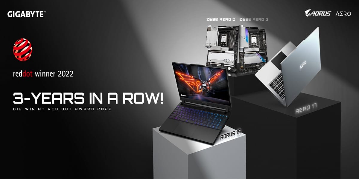 GIGABYTE Laptoplar, 2022 Red Dot Tasarım Ödülü’nü Kazandı!
