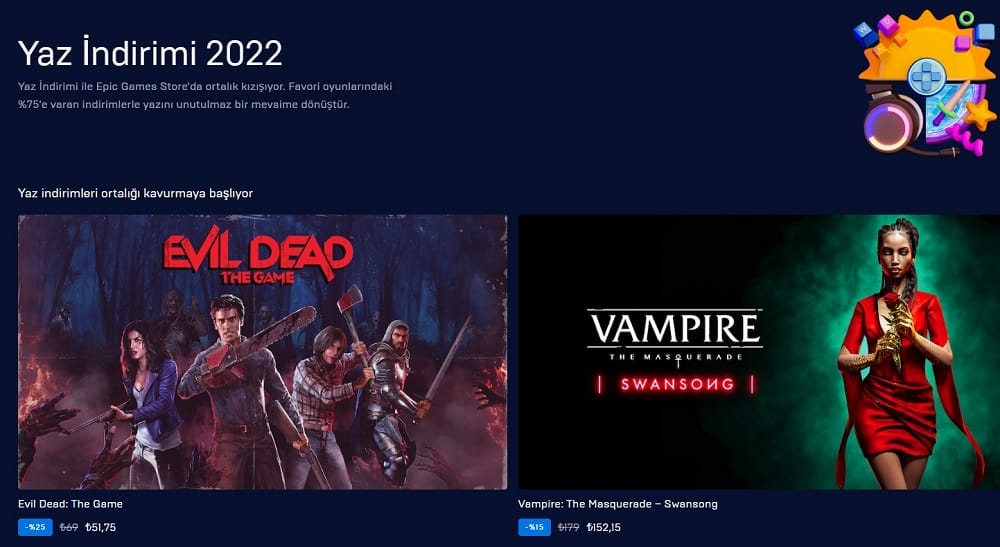 Epic Games Yaz İndirimi 2022