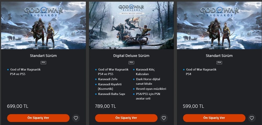 God of War Ragnarök fiyatı