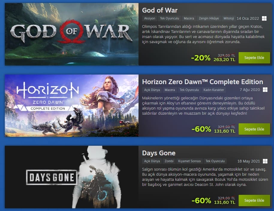 Steam PlayStation Studios