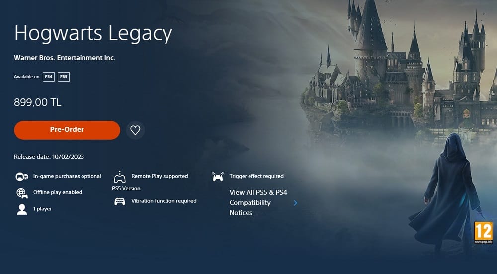 Hogwarts Legacy Türkiye fiyatı