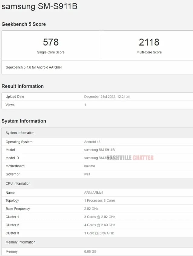 Samsung Galaxy S23 Geekbench