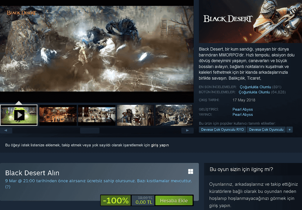 Black Desert ücretsiz