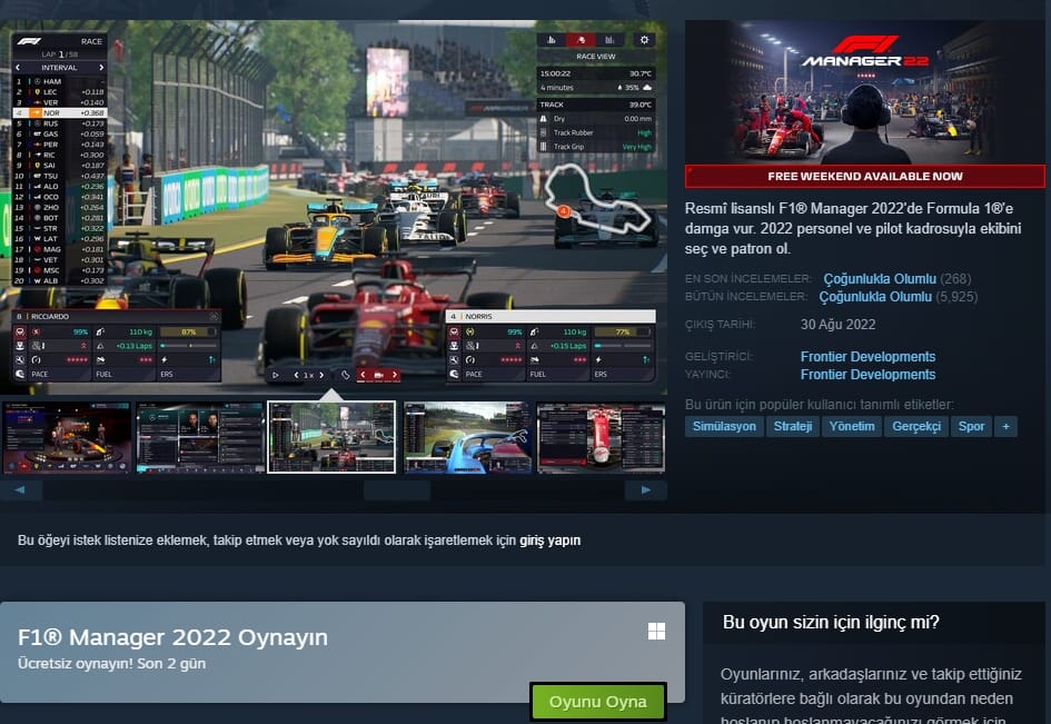 F1 Manager 2022 ücretsiz