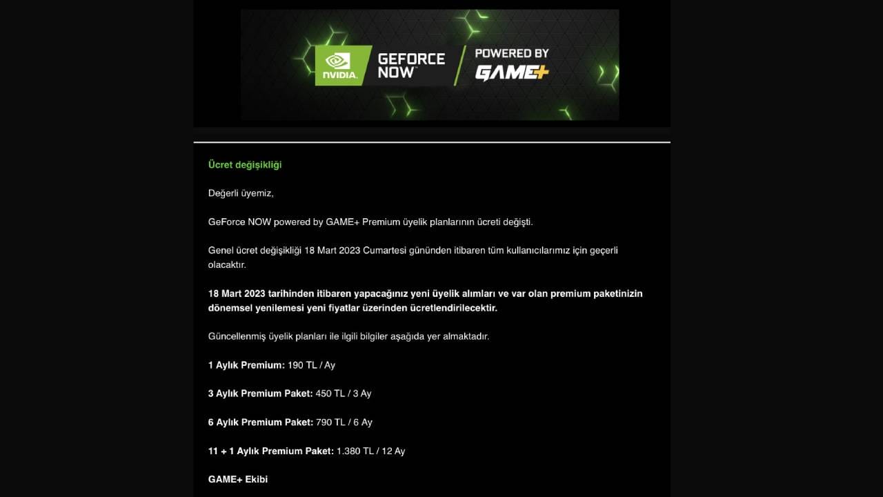 GeForce NOW Fiyatları