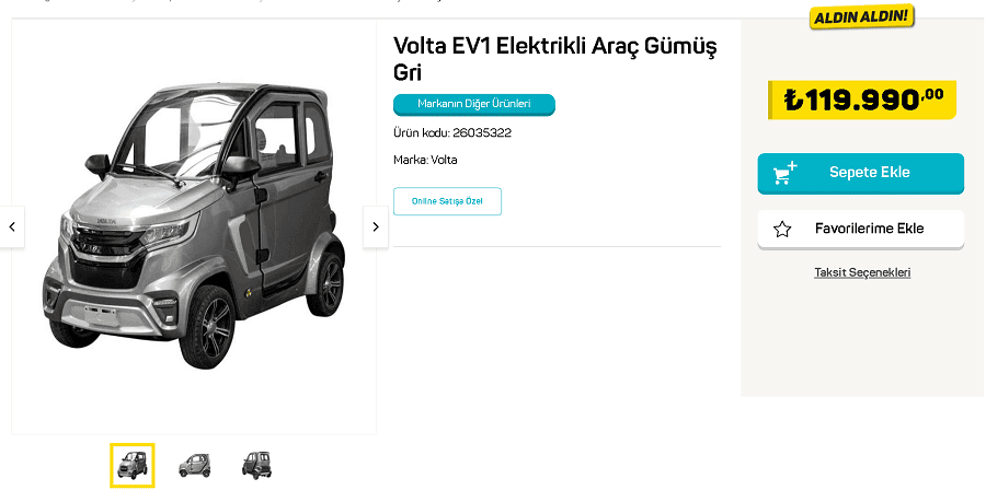 Volta EV1 elektrikli