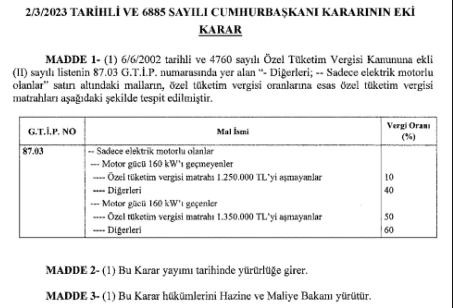 elektrikli otomobiller için ek vergi