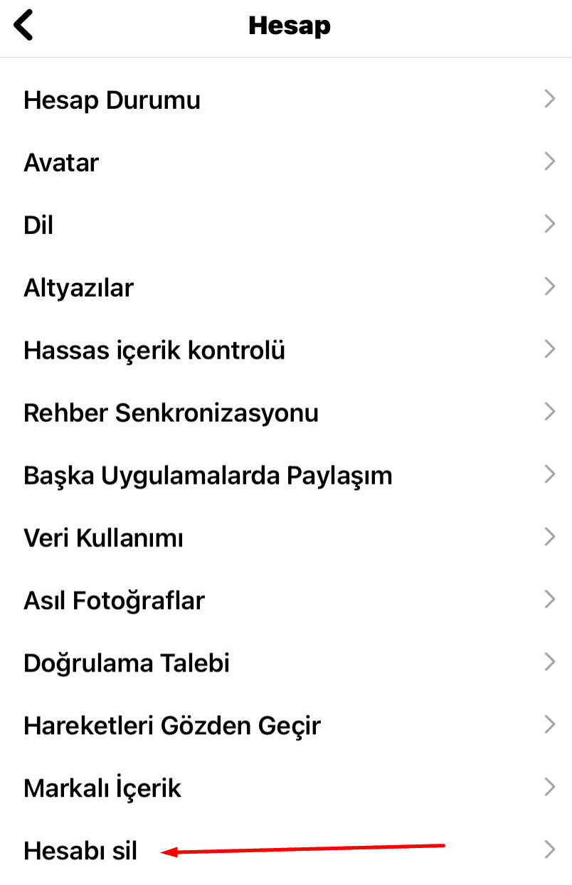 Instagram hesap silme