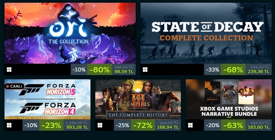 Steam’de Xbox Oyun İndirimleri