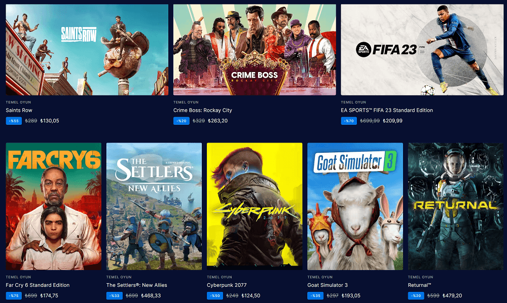 Epic Games Mega indirim