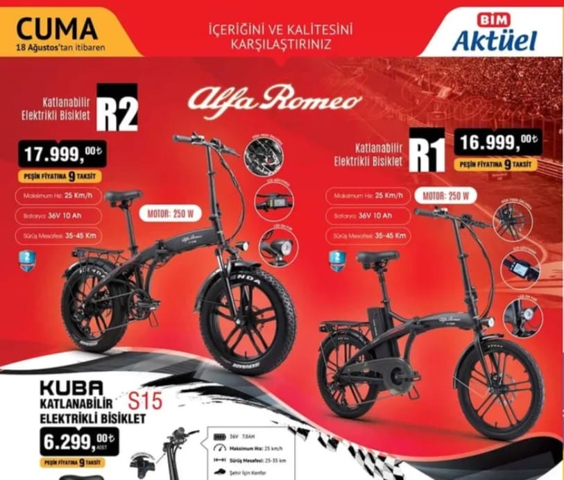 BİM Alfa Romeo elektrikli bisikletler