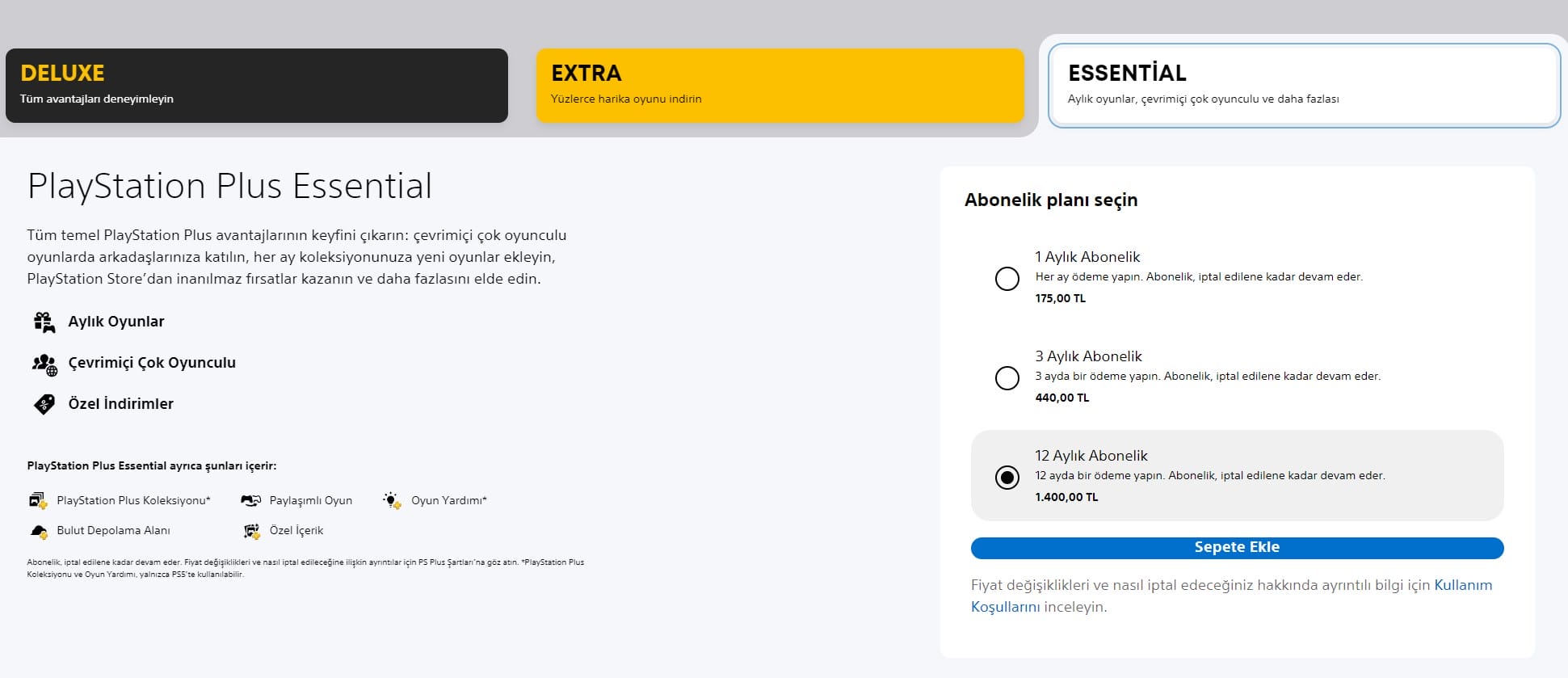 PlayStation Plus Türkiye fiyatları