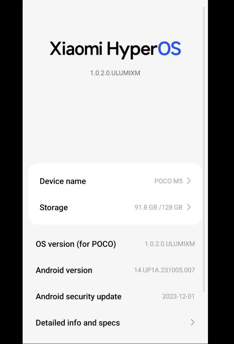 POCO M5 için HyperOS