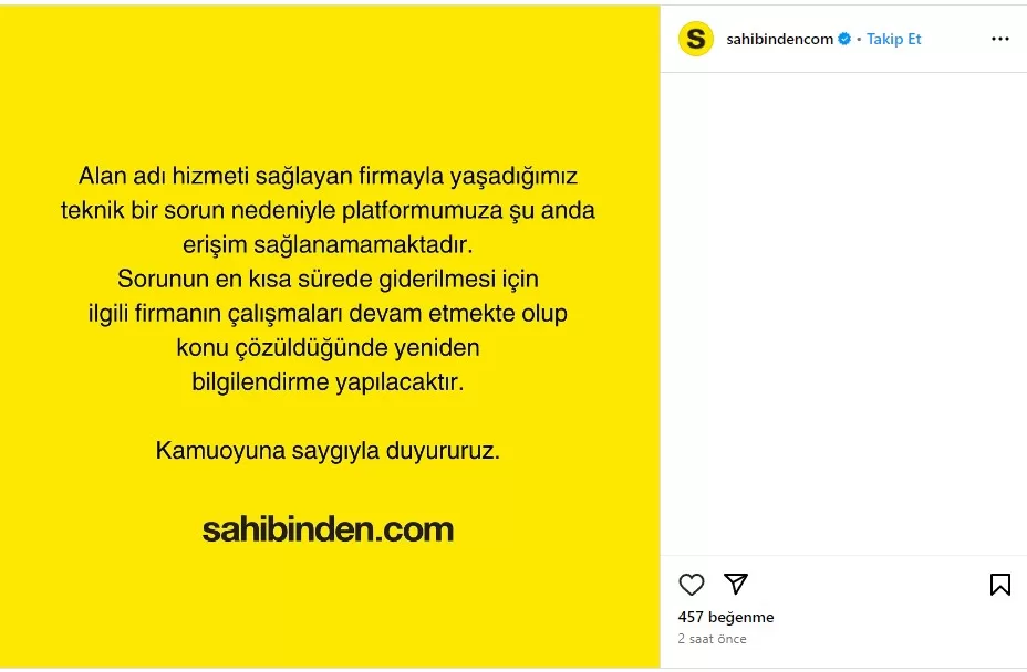Sahibinden çöktü