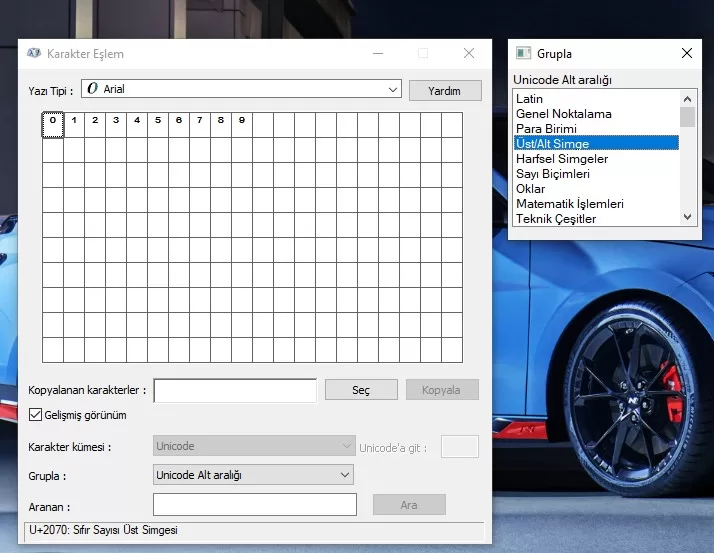 metrekare işareti nasıl yapılır