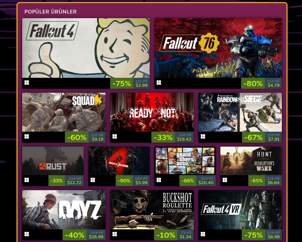 Steam’de FPS oyunlarında bir indirim rüzgarı