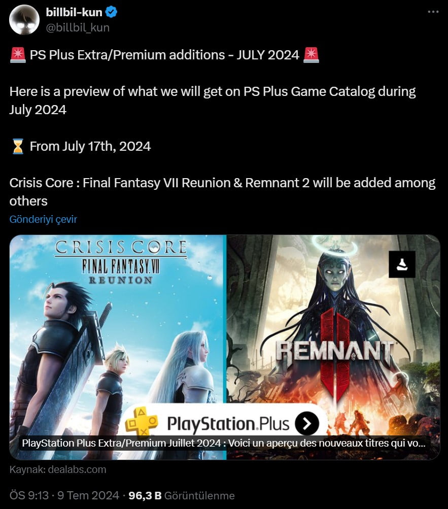 PS Plus Temmuz 2024