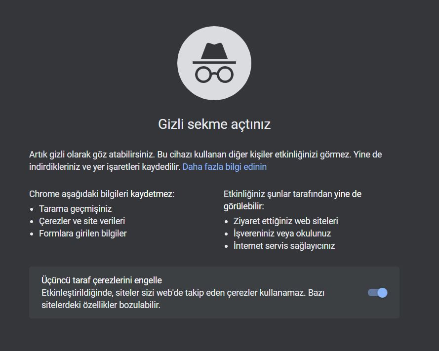 google-gizli-sekme