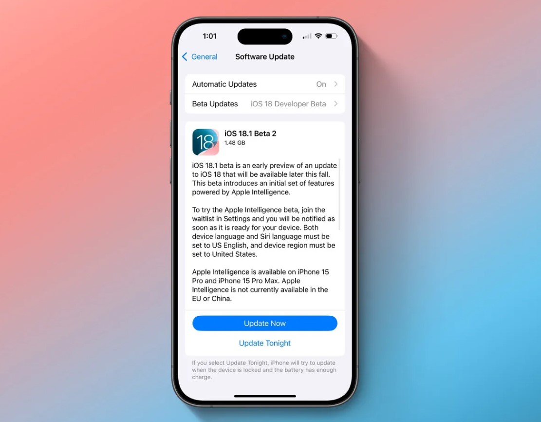 iOS 18.1 beta 2