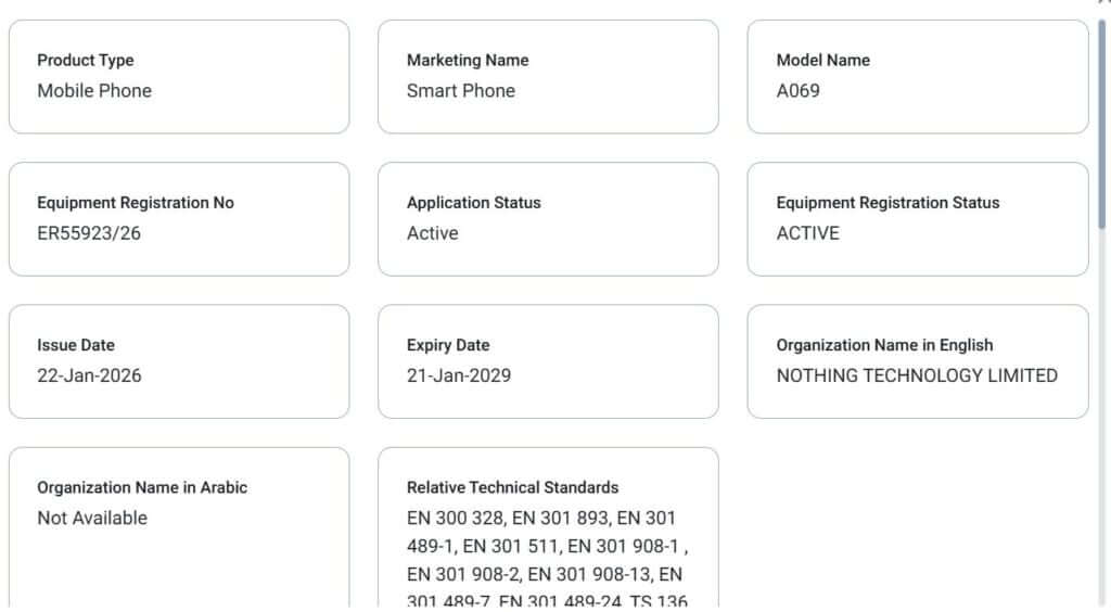 Nothing Phone (4a) Modeli kod numarsı Nothing Phone (4a) Modeli kod numarsı