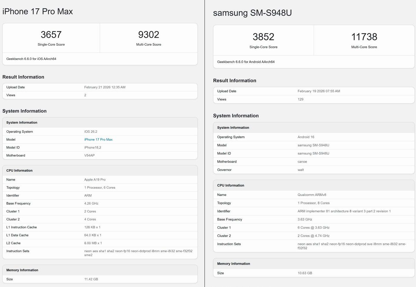 Galaxy S26 Ultra iPhone 17 Pro Max