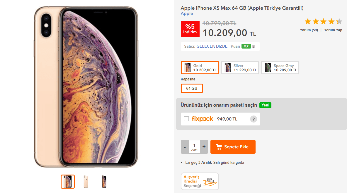 apple iphone xs max 64 gb - PC Hocası