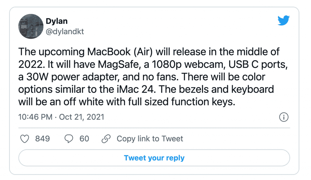 Macbook Air 2022, M2 İşlemci ile Birlikte Gelecek! Ekran Resmi 2021 10 24 20.58.07 - PC Hocası