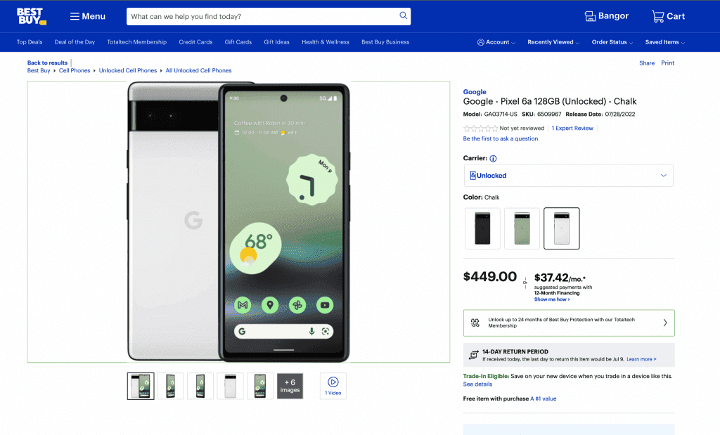 Google Pixel 6a, Lansmandan Önce Best Buy'da Listelenmeye Başladı! Ekran Resmi 2022 06 25 15.50.37 - PC Hocası